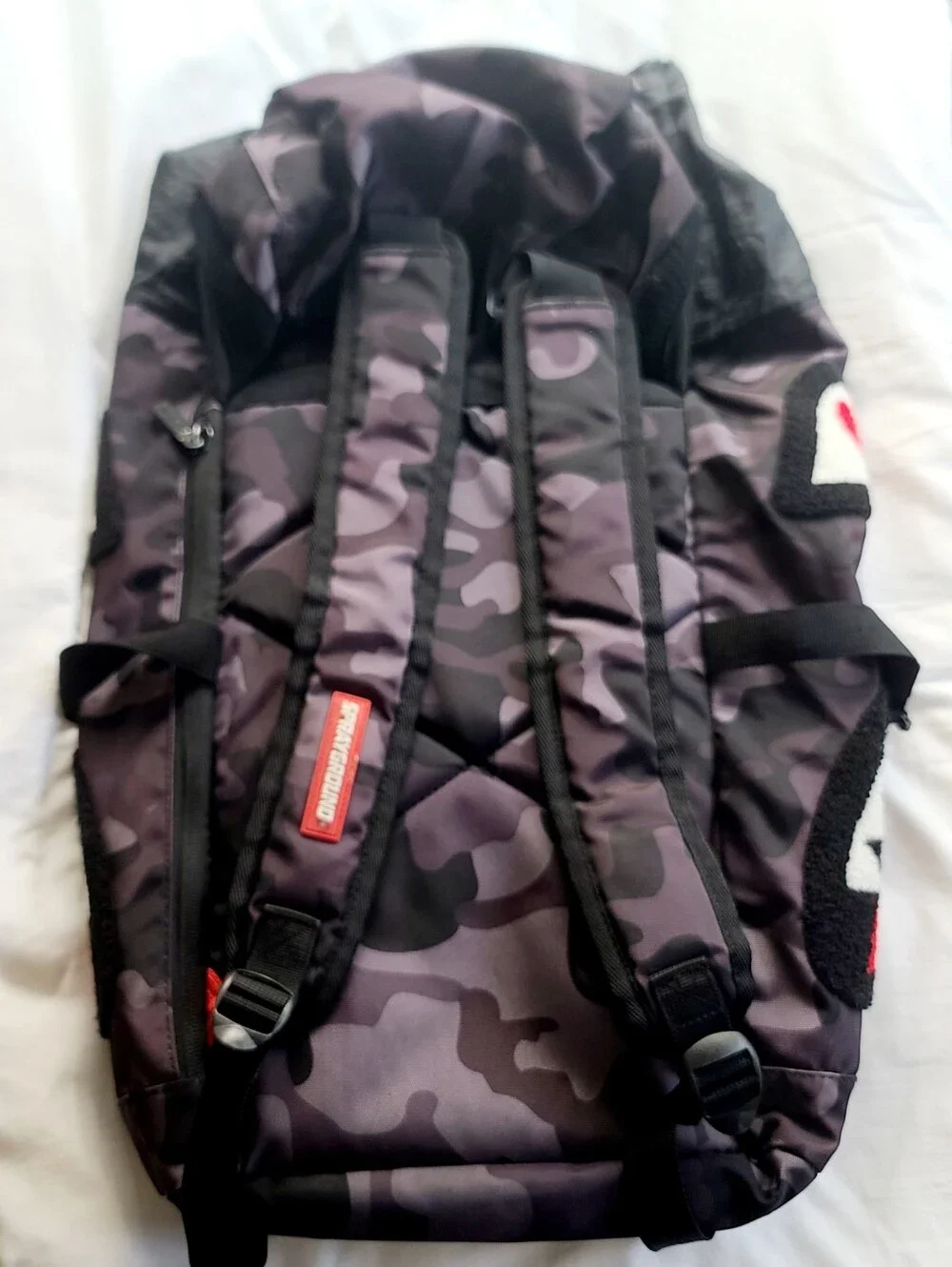 Sprayground Chenille Black Camo Shark Top Loader backpack